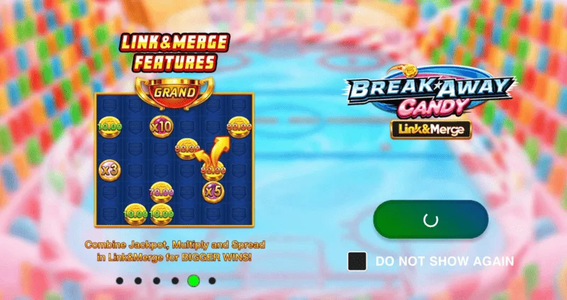 Break Away Candy – hlavná obrazovka so sieťou 6×6 a hokejistami